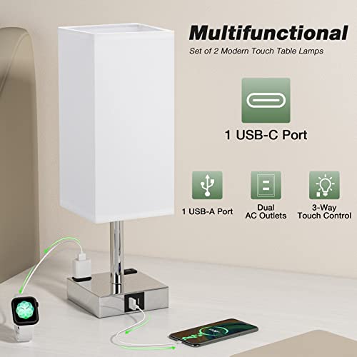 Touch Table Lamps Set of 2 for Bedroom (2 Count)