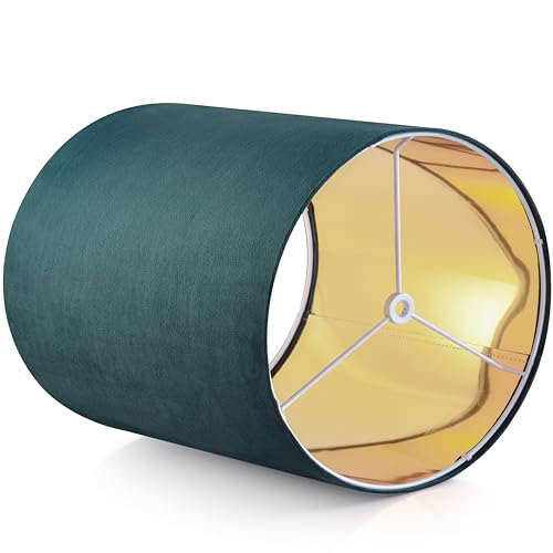 GOSO Tall Drum Natural Velvet Green Lamp Shades (2 Count)