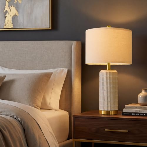25'' Modern Table Lamps Set of 2 for Living Room with Gold Base (2 Count)