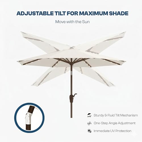 10FT Solar Patio Umbrella with Lights