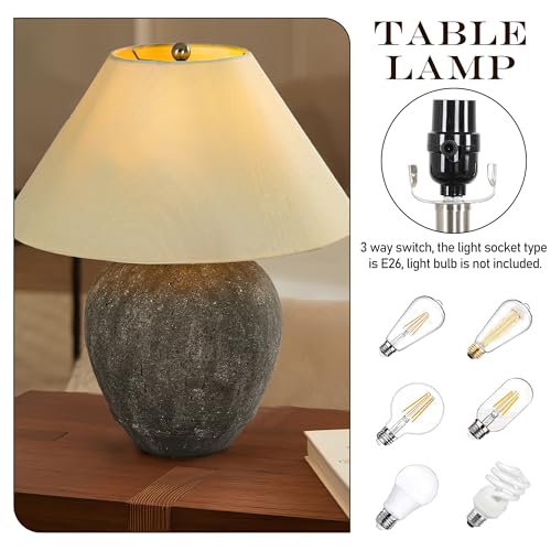 21'' Medium Size Gray Base Ceramic Basin Table Lamp for Bedroom