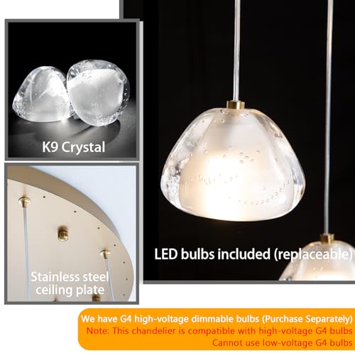25 Lights Modern Chandeliers for High Ceiling Large Crystal Chandeliers LED Long Handing Light Fixture for Hallway Foyer Staircase 3000K (25 Count)