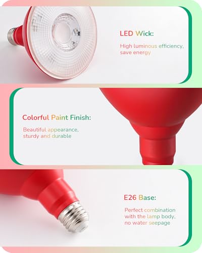 Halloween Red & Green PAR38 Flood LED Light Bulbs Dimmable 2 Pack (2 Count)