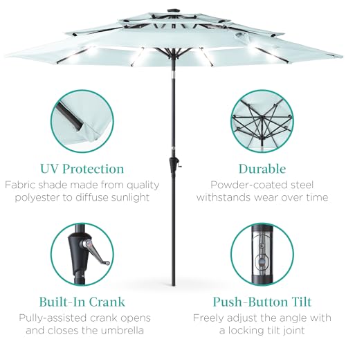10ft 3 Tier Solar Patio Umbrella