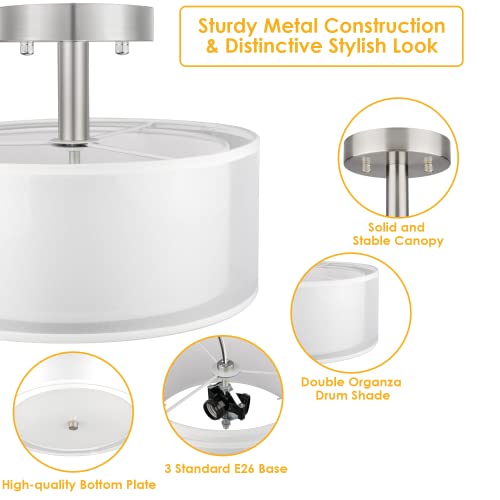 3 Light Semi Flush Mount Ceiling Light Fixture