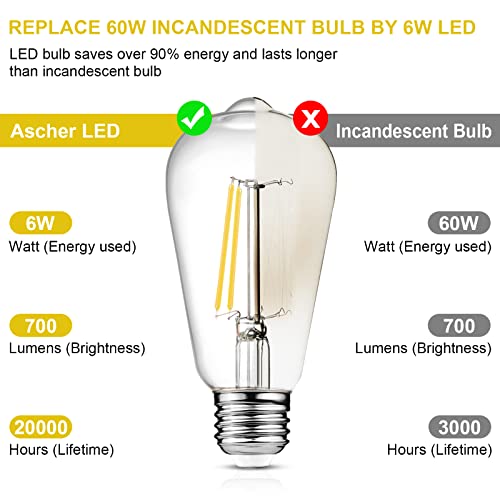 Dimmable Vintage LED Edison Bulbs (6 Count)