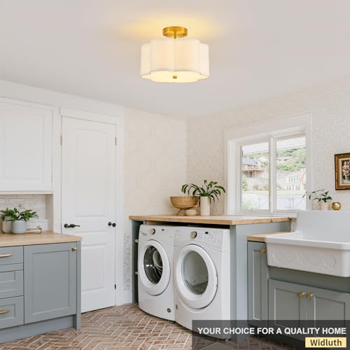 12.9" Gold Semi Flush Mount Ceiling Light