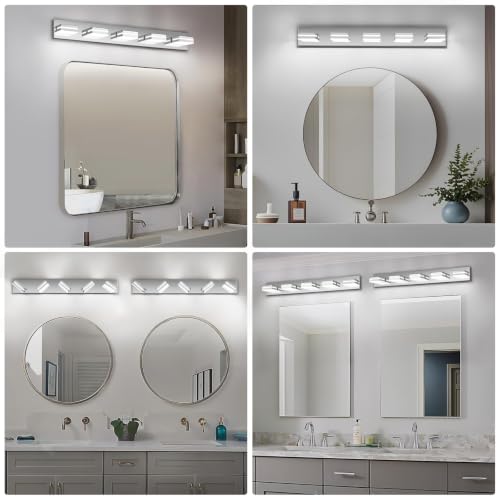 Modern LED Stainless Steel Chrome Acrylic Bathroom Lights Fixtures 5