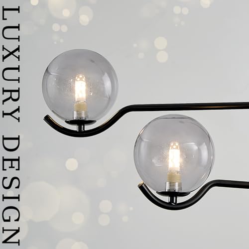 Modern 31" 4 Light Black Sputnik Chandelier with Smoke Glass Globe