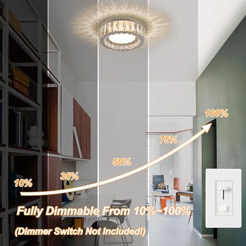 11 Inch Dimmable Luxury Crystal LED Flush Mount Ceiling Light