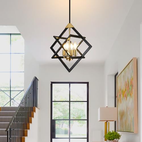 18" Modern Black and Gold Chandelier