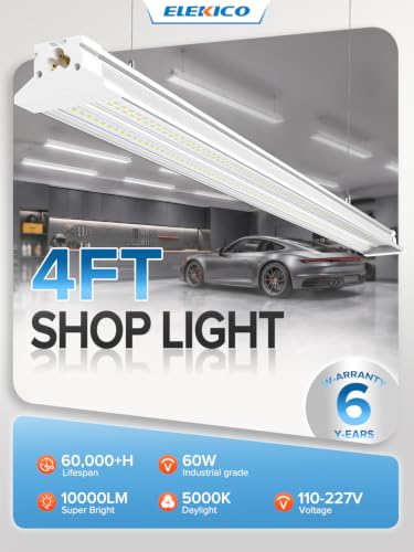 60W Led Shop Lights 4FT Hanging&Surface Mount Linkable 10pack for Shop (10 Count)