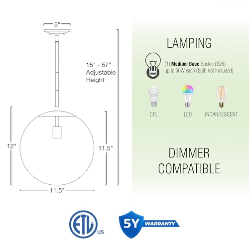 Ceres 12" Modern Globe Pendant Light for Kitchen Island