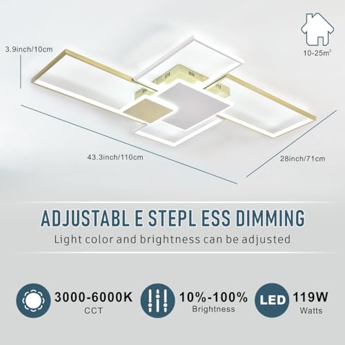 Modern Ceiling Lights for Living Room Gold Geometric LED Ceiling Light Flush Mount