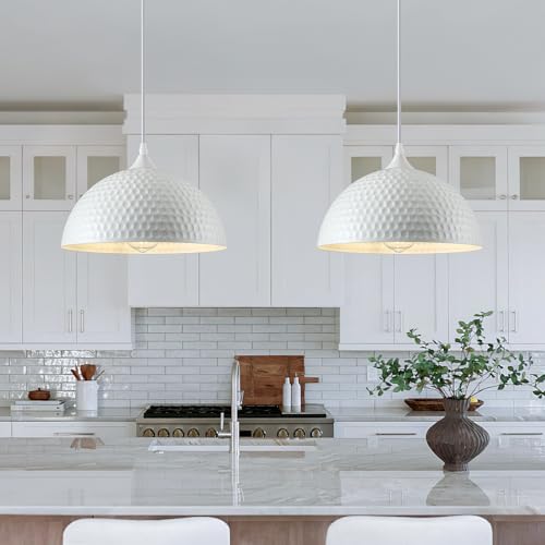 Hammered White Dome Pendant Light 2 Pack (2 Count)