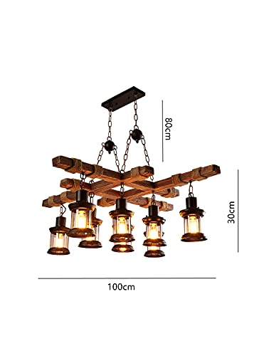 Wooden Pendant Lights for Kitchen Island Farmhouse Chandelier Metal Hanging Lights Retro Ceiling Light Handmade Lighting Products for Kitchen