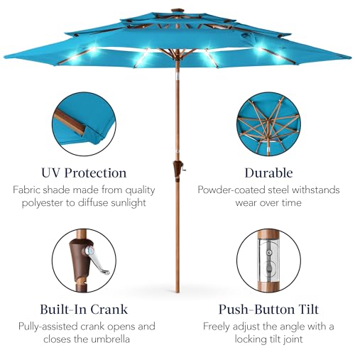 10ft 3 Tier Solar Patio Market Umbrella
