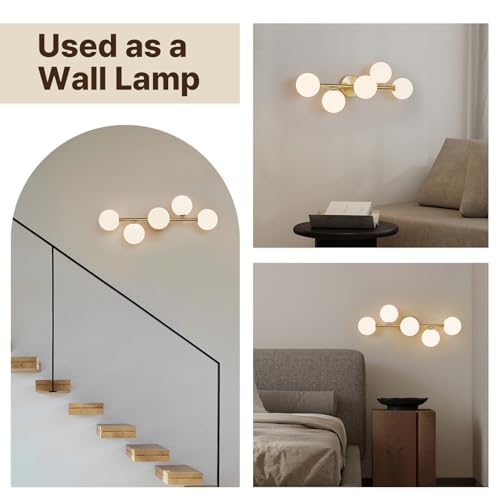 27" Mid Century Modern Globe Brushed Gold LED Bathroom Vanity Light