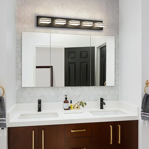 LED Wall Black Vanity Lights for Bathroom Light Fixtures 30W Adjust 3 Colors Modern Bath Lighing Over Mirror Acrylic Heads LED Vanity Light