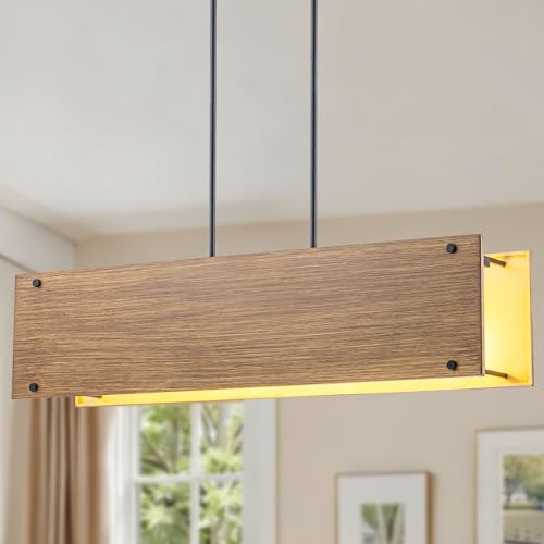 35.4" Farmhouse Wood Texture Chandeliers 4