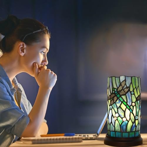Tiffany Style Table Lamp for Bedroom Baroque Stained Glass Nightstand Bedside Night Lamp Party Light Hand