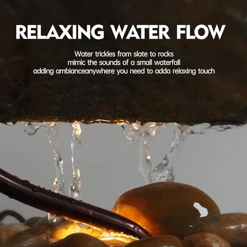 Indoor Tabletop Waterfall Moon Fountain with LED Light
