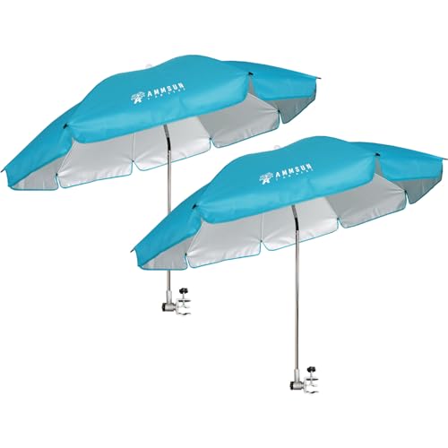 Chair Umbrella with Universal Clamp Adjustable 47 inches and 360° Swivel & UPF 50+ Protection Portable Sun Umbrella (2 Count)