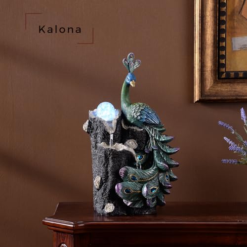Tabletop Peacock Waterfall Fountain