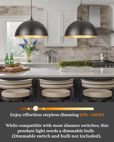16 inch Black and Gold Pendant Light 1 Pack