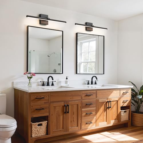 Black Bathroom Vanity Light 24 Inch Modern Bathroom Light Fixtures Over Mirror 18W Dimmable 5CCT LED Vanity Light Bar for Bathroom Mirror Cabinets Bedroom