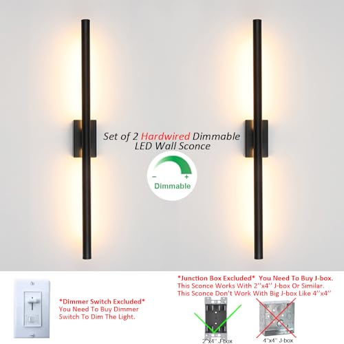 Only Suitable for Small Junction Box Hardwired Wall Sconces Dimmable 24'' (2 Count)