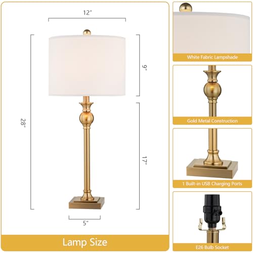 28" Buffet Table Lamps Set of 2 for Living Room (2 Count)
