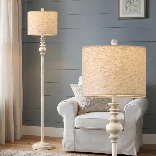 64.25" Farmhouse Floor Lamp for Living Room Bedroom (Rustic White)