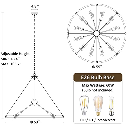 59'' Large Rustic Dining Room Light Fixture
