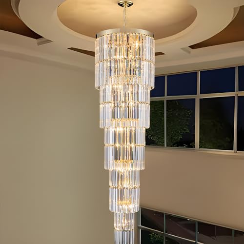 Luxury Modern Long Staircase K9 Chandeliers Gold Top Design 10