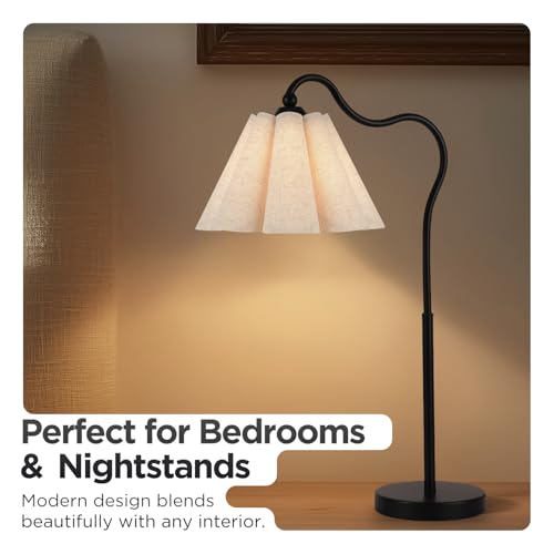 Table Lamp with Beige Pleated Linen Shade