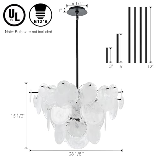 Dia 28 Inch Modern Glass Chandeliers for Bedroom