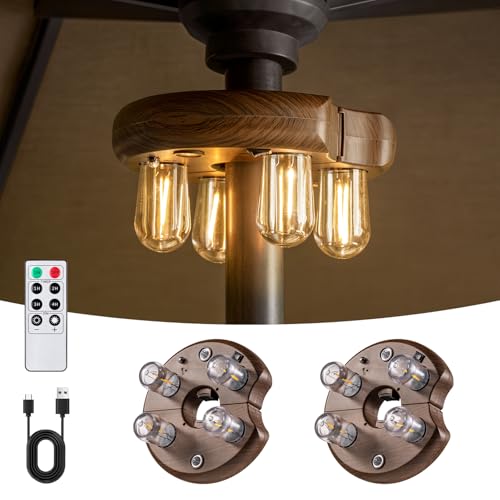 Dark Wood Grain Patio Umbrella Light with Remote Control (2 Count)