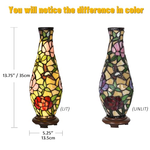 A0010 Tiffany Style Vase Table Lamp LED with 3 Lighting Modes and 10 Brightness Dimming