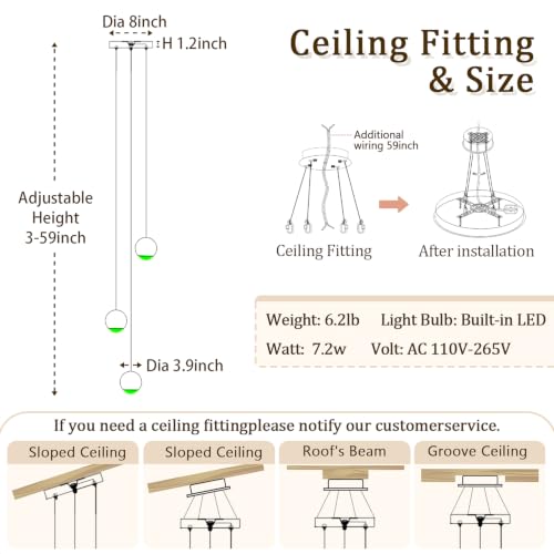 3 Light Modern Gold Pendant Light Hanging Light for Kitchen Island