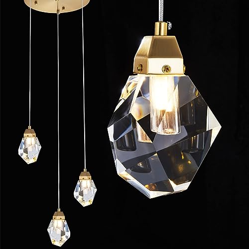 3 Lights Crystal Pendant Light Modern Cluster Chandelier
