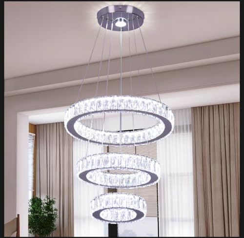 Modern 3 Ring Crystal LED Chandelier