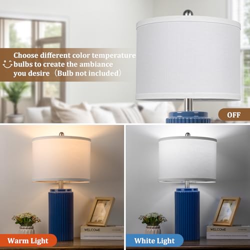 23.5" Blue Ceramic Table Lamps Set of 2 (2 Count)