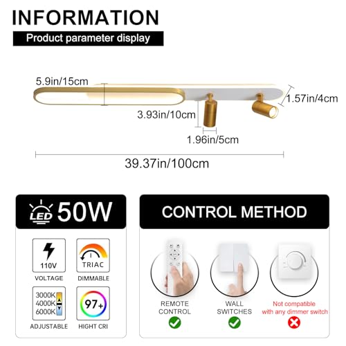 Modern led Ceiling Light 39inch 50w Linear Ceiling Light Fixture