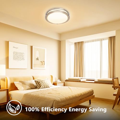 13inch LED Flush Mount Ceiling Light Fixture Dimmable Brushed Nickel (4 Count)