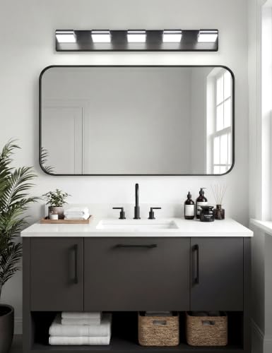 5 Light Bathroom Vanity Light (Black-5CCT / 34.3-Inch)