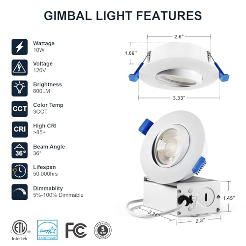 8 Packs 3 Inch led recessed Light (8 Count)