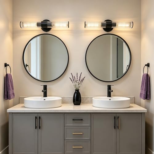 Hardwired Black Vanity Light Threaded Glass Wall Sconce 2 Pack (2 Count)