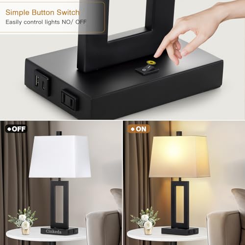 Black Bedside Table Lamp Set of 2 (2 Count)
