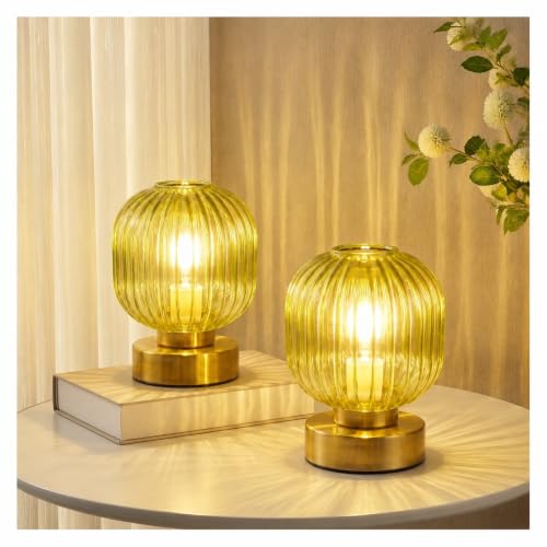 Green Touch Glass Table Lamp Set of 2 (2 Count)